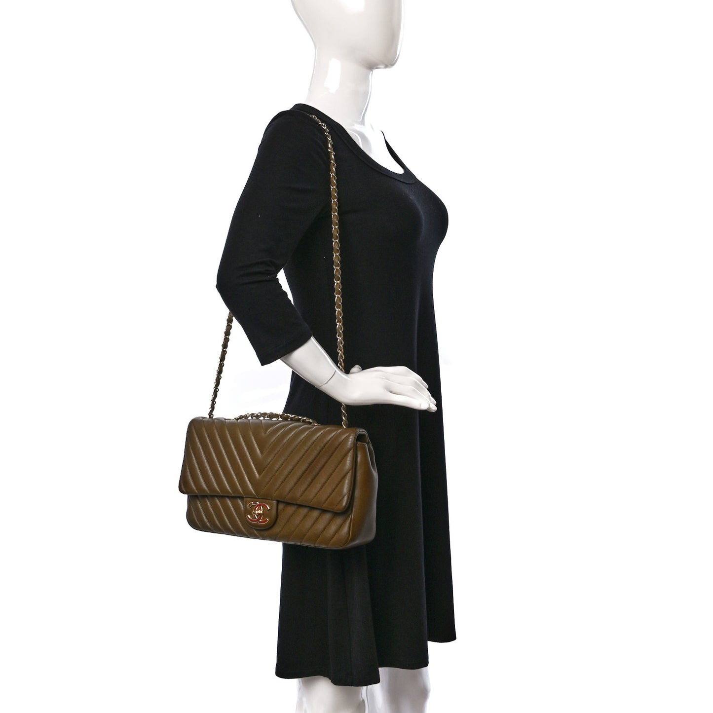 Lambskin Chevron Quilted Medium Single Flap Brown