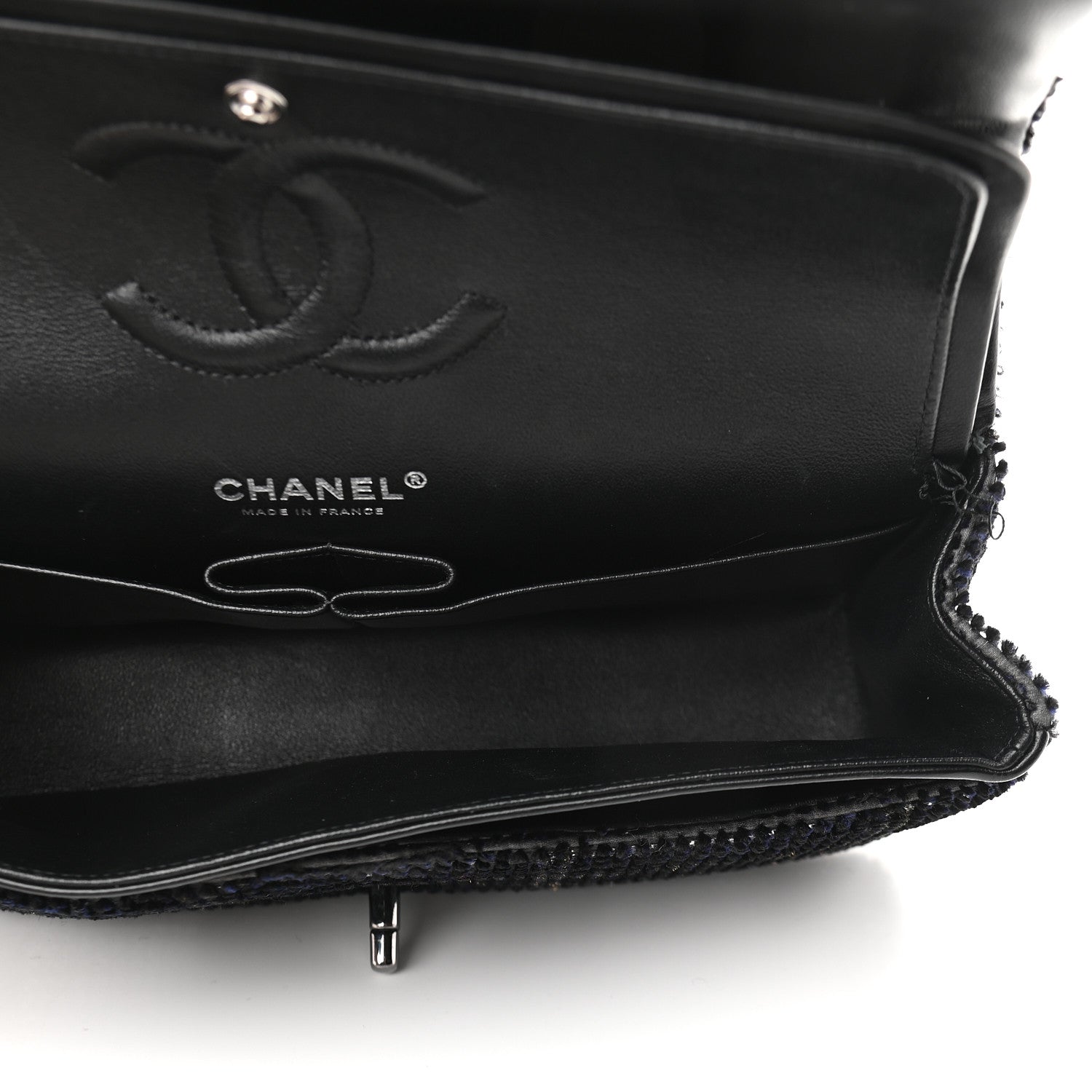 Chanel Velvet Sequin Mesh Lambskin Medium Double Flap Black 4 of 8