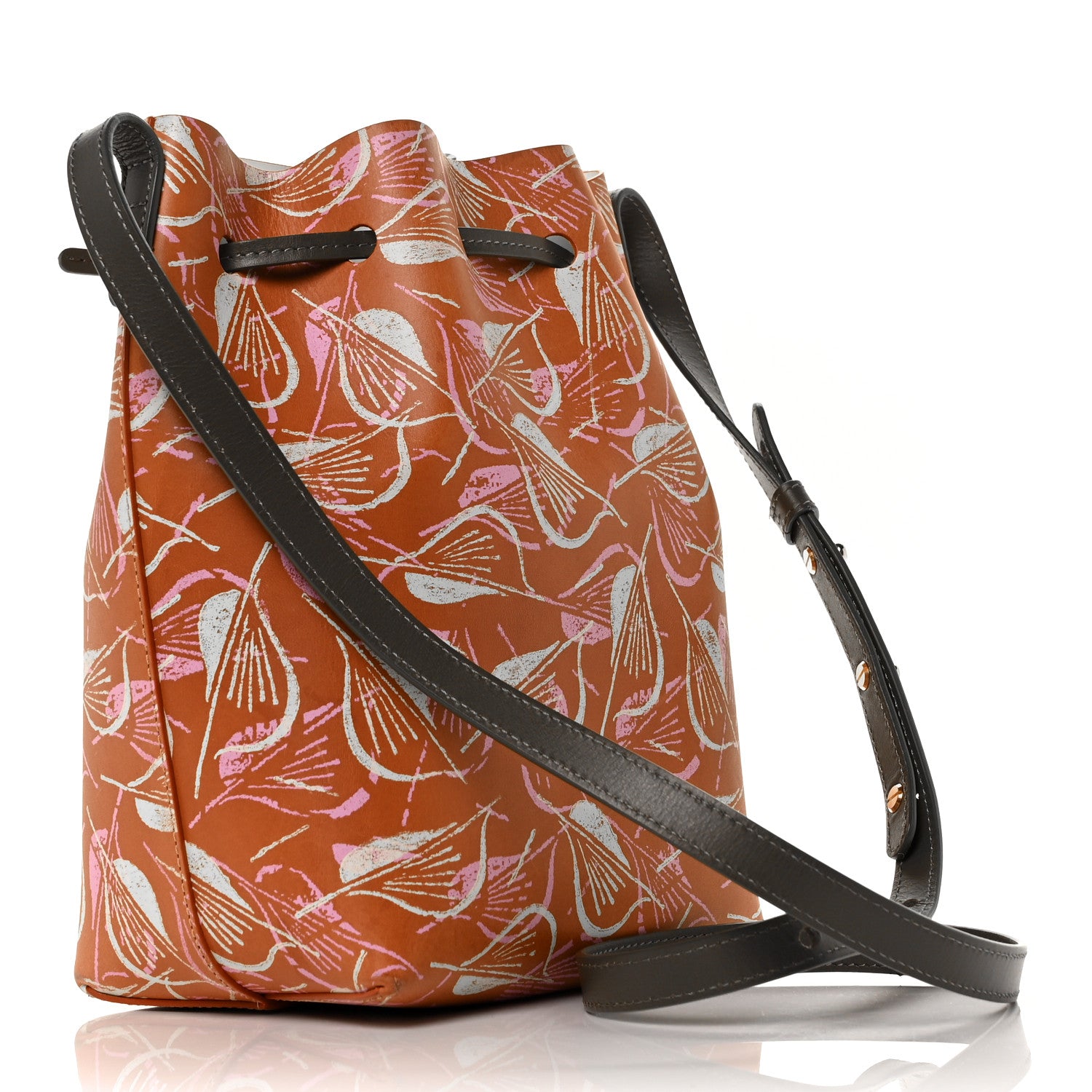 Mansur Gavriel X MARC CAMILLE CHAIMOWICZ Calfskin Mini Bucket Bag Orange Green 2 of 9