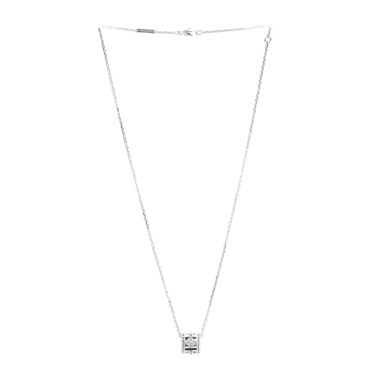 18K White Gold Diamond Small Perlee Clovers Pendant Necklace