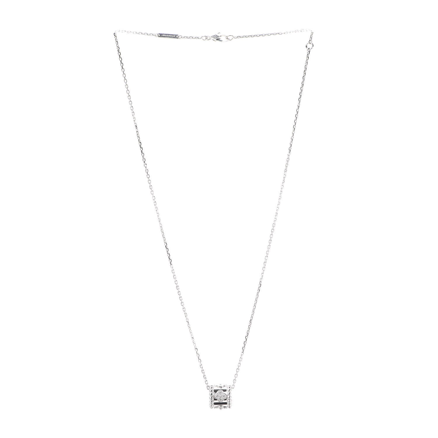 Van Cleef & Arpels 18K White Gold Diamond Small Perlee Clovers Pendant Necklace 3 of 10