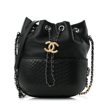 Chanel Snakeskin Calfskin Small Gabrielle Bucket Black 1 of 11