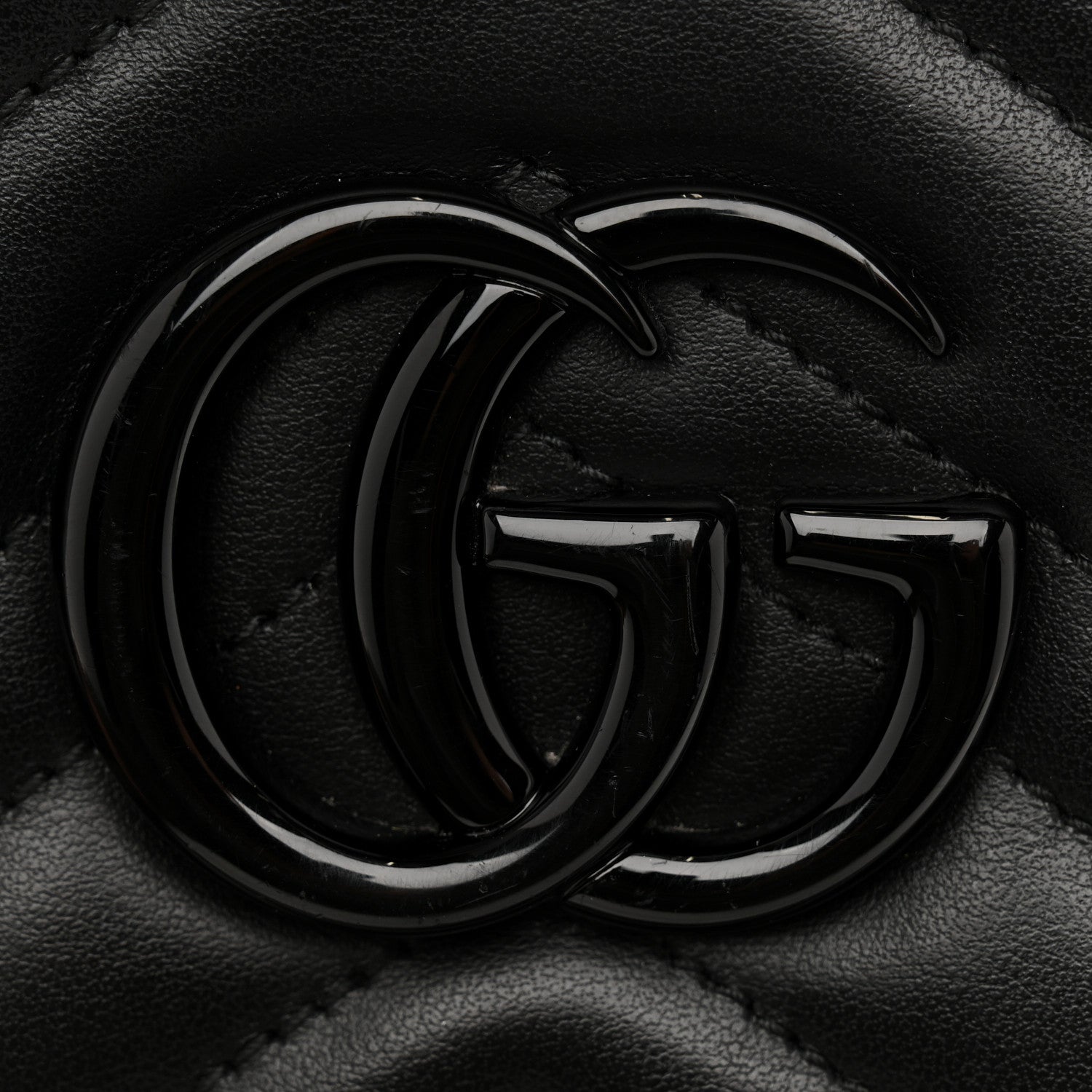 Gucci Calfskin Matelasse Monochrome Small GG Marmont Chain Shoulder Bag Black 11 of 16