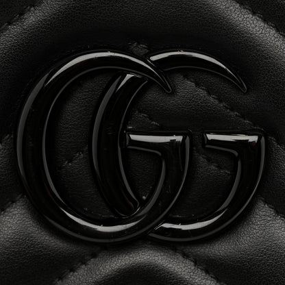 Gucci Calfskin Matelasse Monochrome Small GG Marmont Chain Shoulder Bag Black 11 of 16
