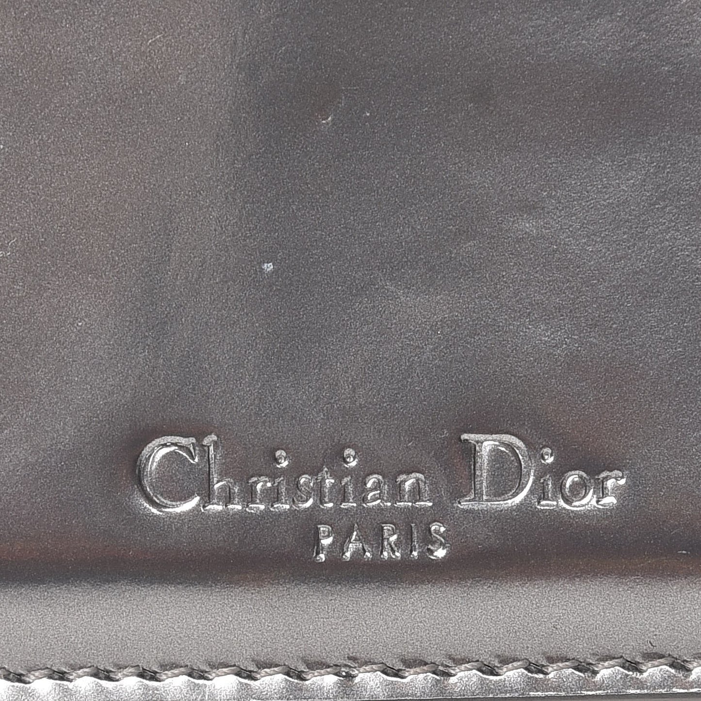 Metallic Patent Micro-Cannage Lady Dior Card Holder Silver