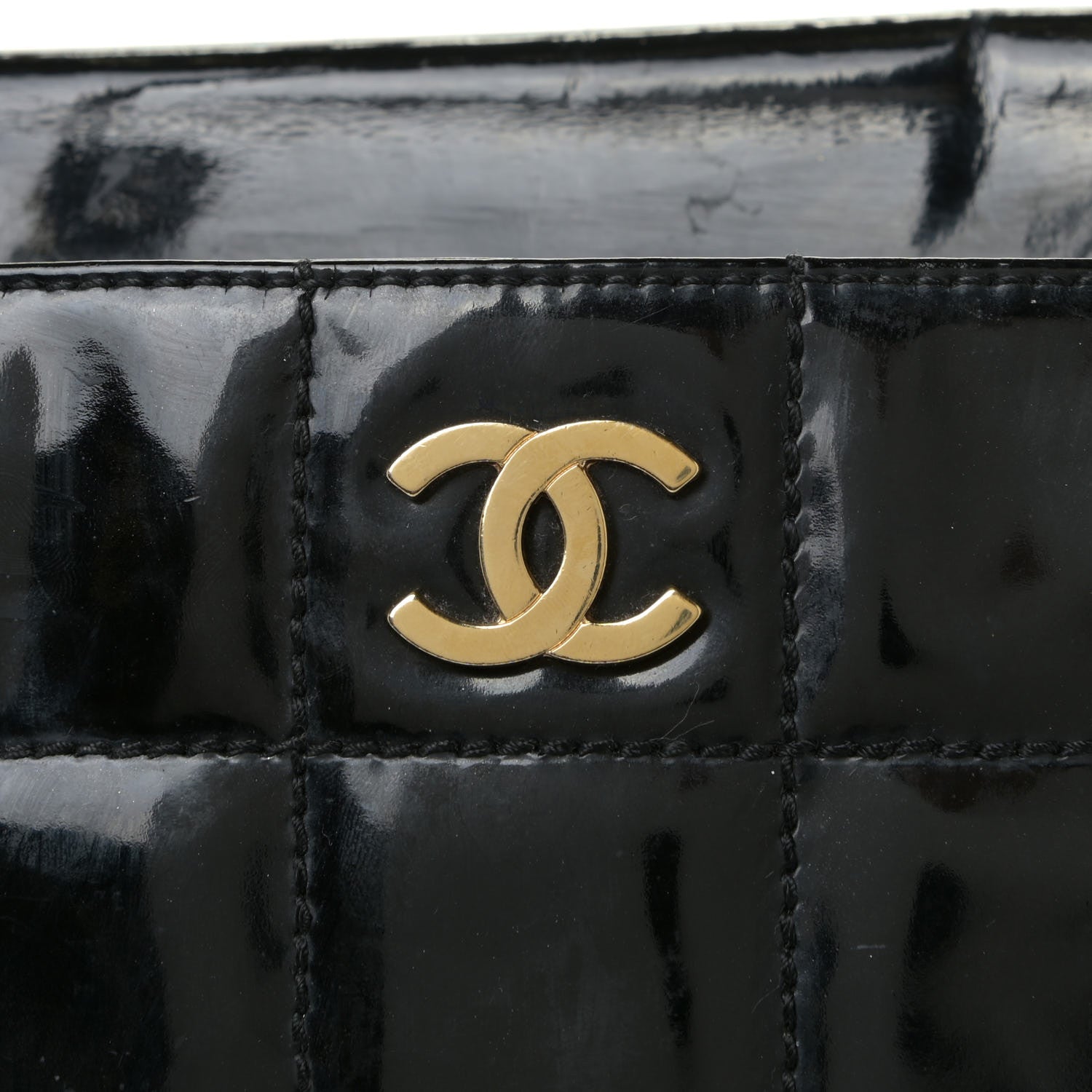 Chanel Patent Chocolate Bar CC Tote Black 7 of 23