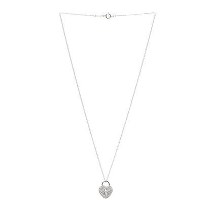 Tiffany Platinum Diamond Small Heart Lock Pendant Necklace 3 of 6