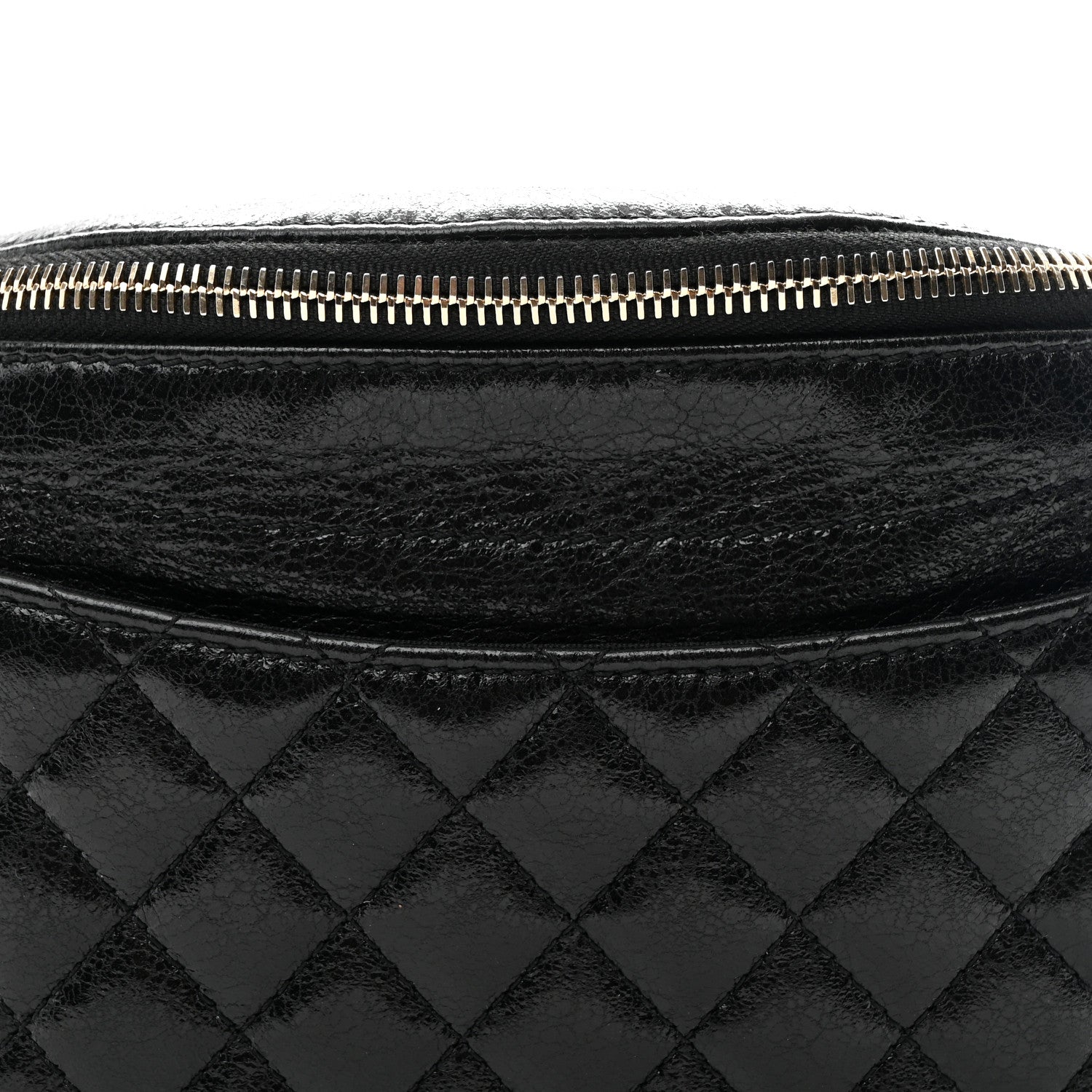 Chanel Crumpled Glazed Lambskin Quilted Waist Bag Fanny Pack Black 8 of 10