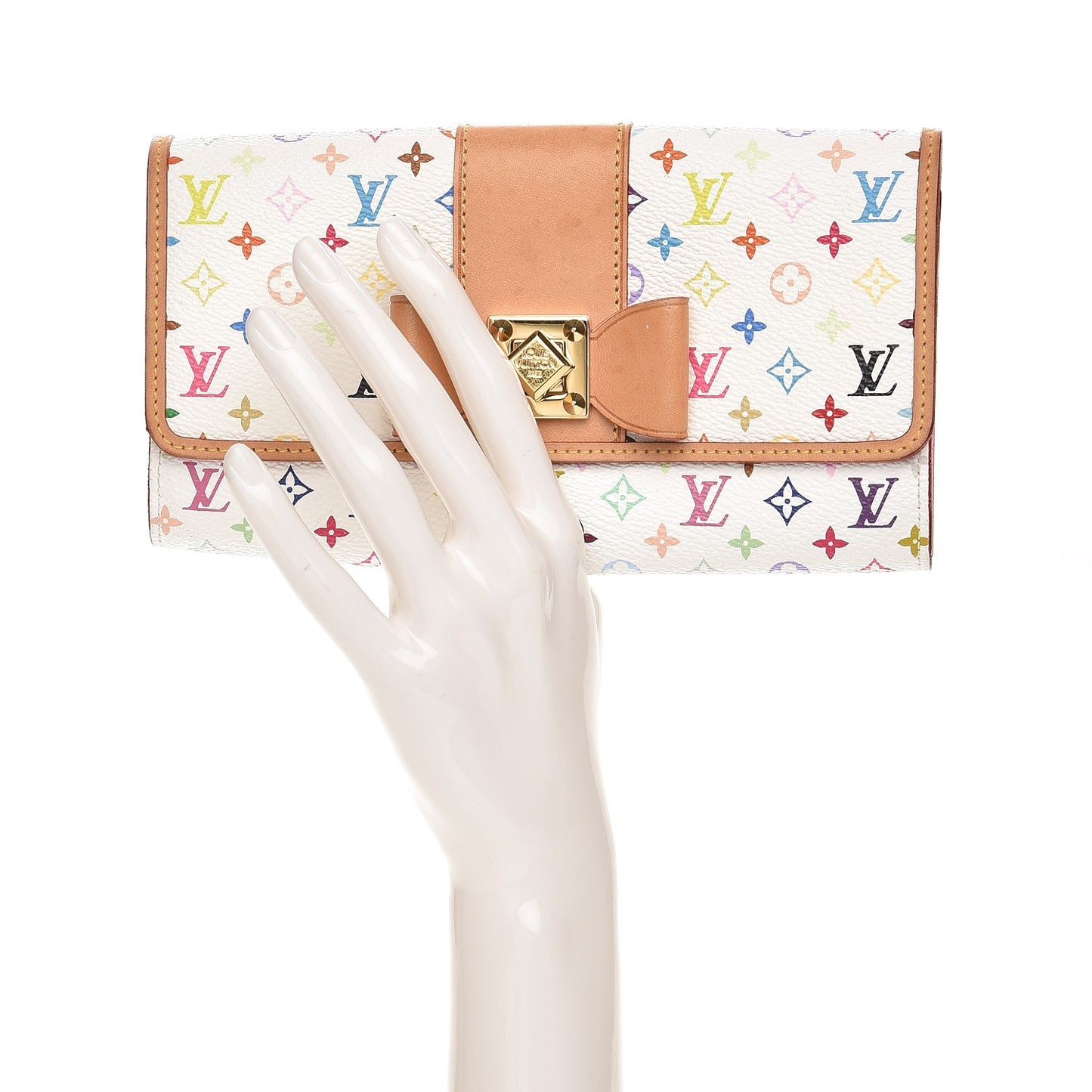 Monogram Multicolor Sarah Noeud Wallet White Litchi