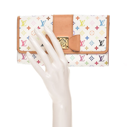 Louis Vuitton Monogram Multicolor Sarah Noeud Wallet White Litchi 2 of 7