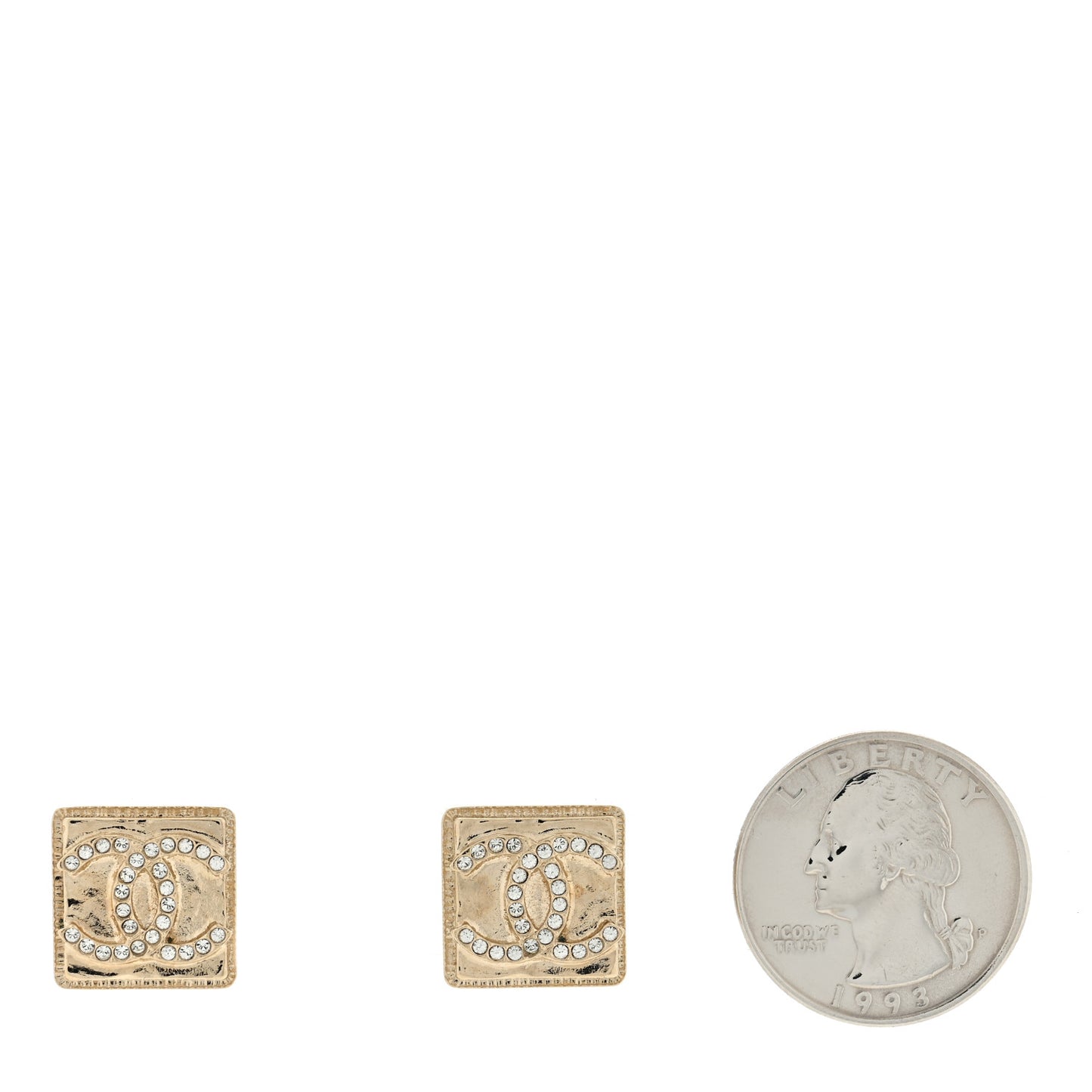 Crystal CC Square Earrings Gold