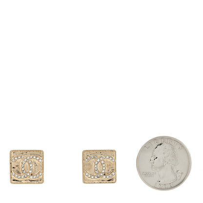 Chanel Crystal CC Square Earrings Gold 2 of 4