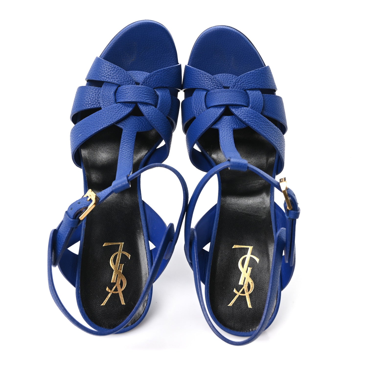 Saint Laurent Calfskin Tribute 105 Platform Sandals 41 Blue 41 Blue 2 of 10