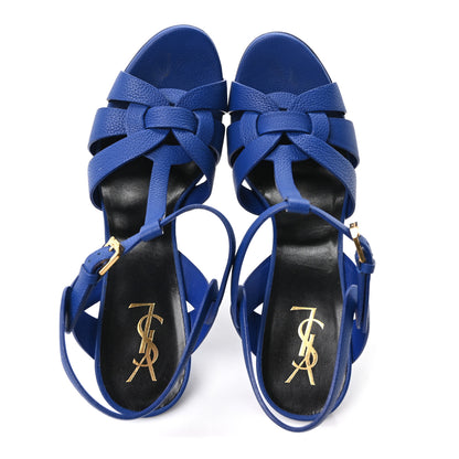 Saint Laurent Calfskin Tribute 105 Platform Sandals 41 Blue 41 Blue 2 of 10