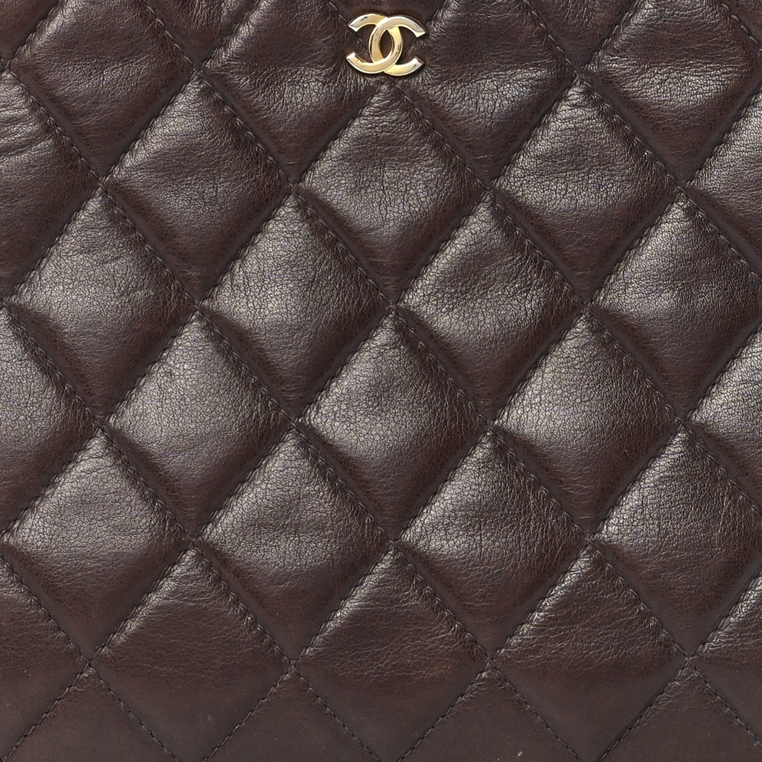 Chanel Lambskin Quilted Cosmetic Case Brown 9 of 12