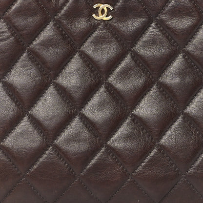 Chanel Lambskin Quilted Cosmetic Case Brown 9 of 12