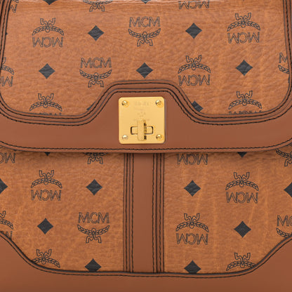 MCM Visetos Top Handle Satchel Cognac 7 of 11