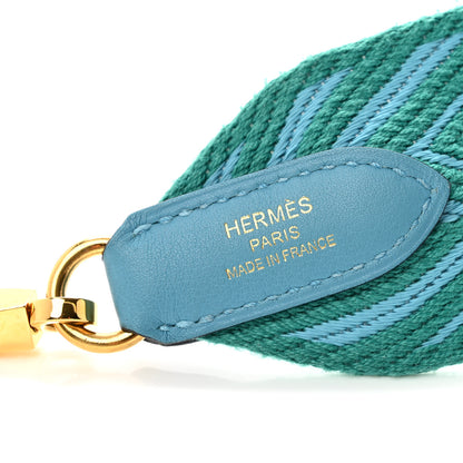 Hermes Toile Swift 50mm Sangle ZigZag Shoulder Strap Bleu Du Nord Vert Veronese 4 of 5