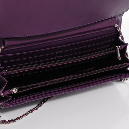 Chanel Patent Calfskin Quilted Brilliant East West Flap Clutch Purple 5 of 7