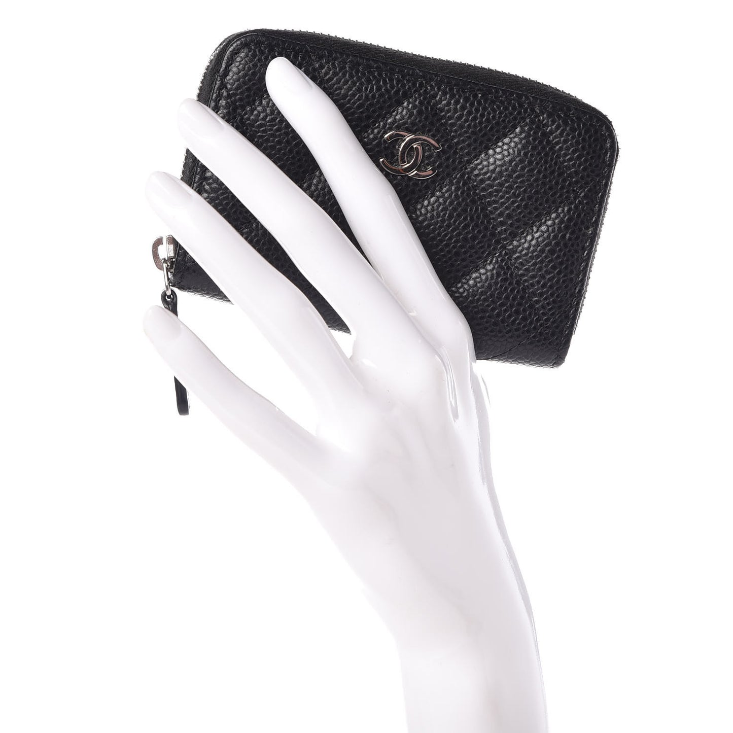 Caviar Quilted Zip Coin Purse Black