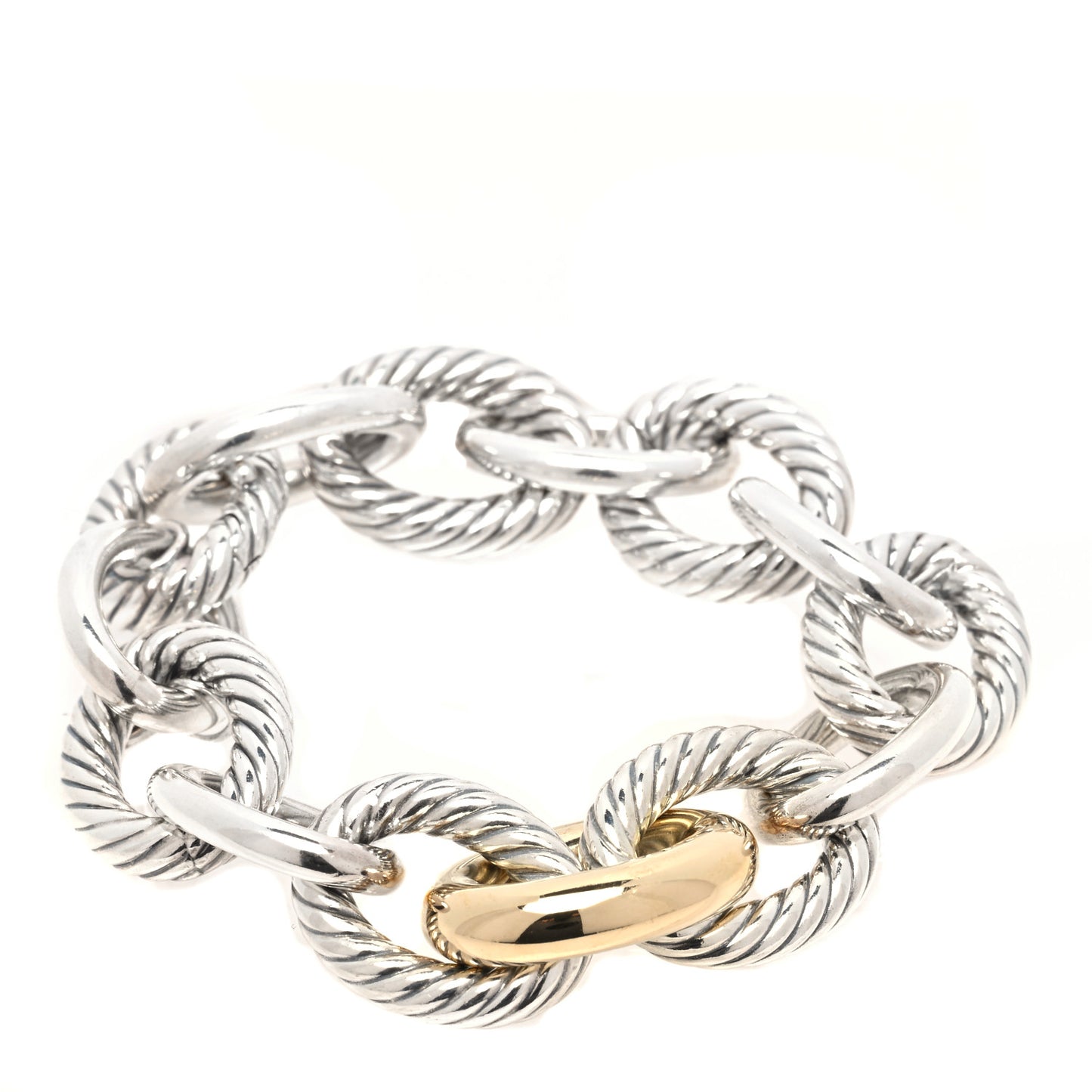 Sterling Silver 18K Yellow Gold 19mm Extra Large Oval Link Bracelet