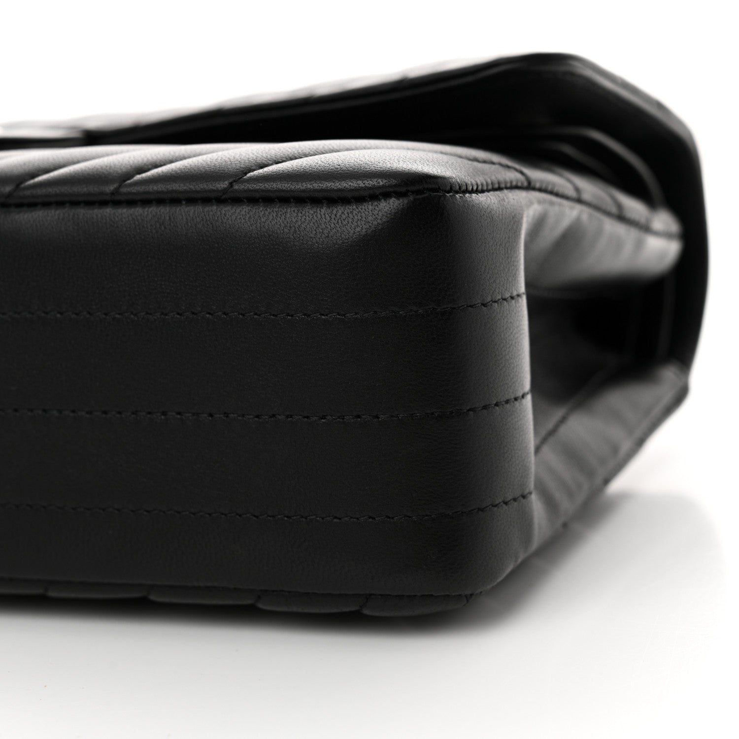 Chanel Lambskin Chevron Quilted Medium Double Flap Black 10 of 14