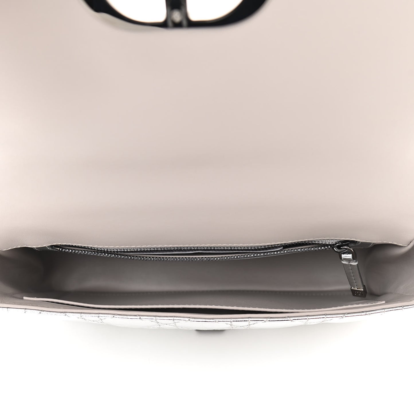 Metallic Calfskin Cannage Medium Caro Bag Argent