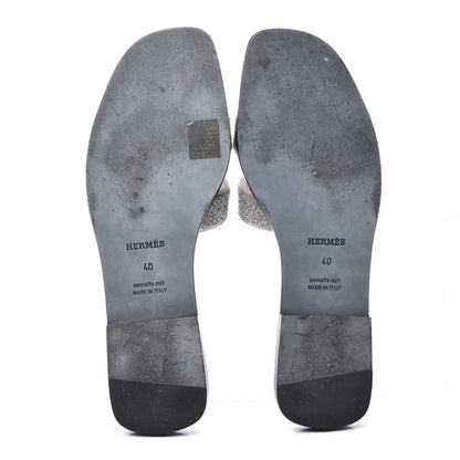 Hermes Suede Goatskin Crystal Powder Oran Sandals 40 6 of 10