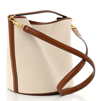 Celine Canvas Calfskin Logo Bucket 16 Bag Natural Tan 4 of 12