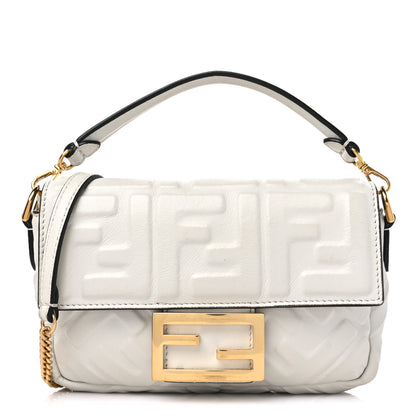 Fendi Nappa FF 1974 Embossed Mini Baguette White 1 of 12