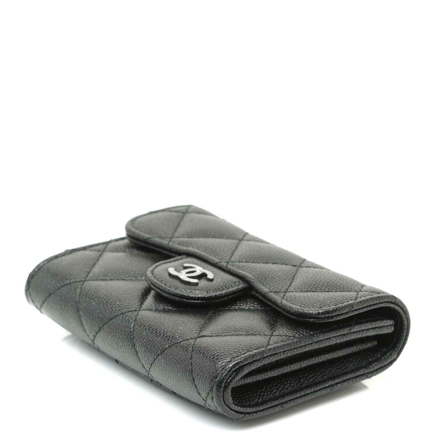 Chanel Iridescent Caviar Quilted Flap Card Holder Wallet Black 5 of 7