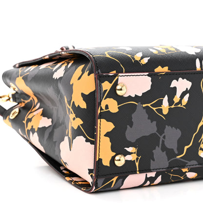 Salvatore Ferragamo Hammered Calfskin Floral Printed Beky Tote Black Multicolor 8 of 10