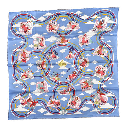 Hermes Silk Carres Volants Scarf 70 Bleu Myosotis White 1 of 6