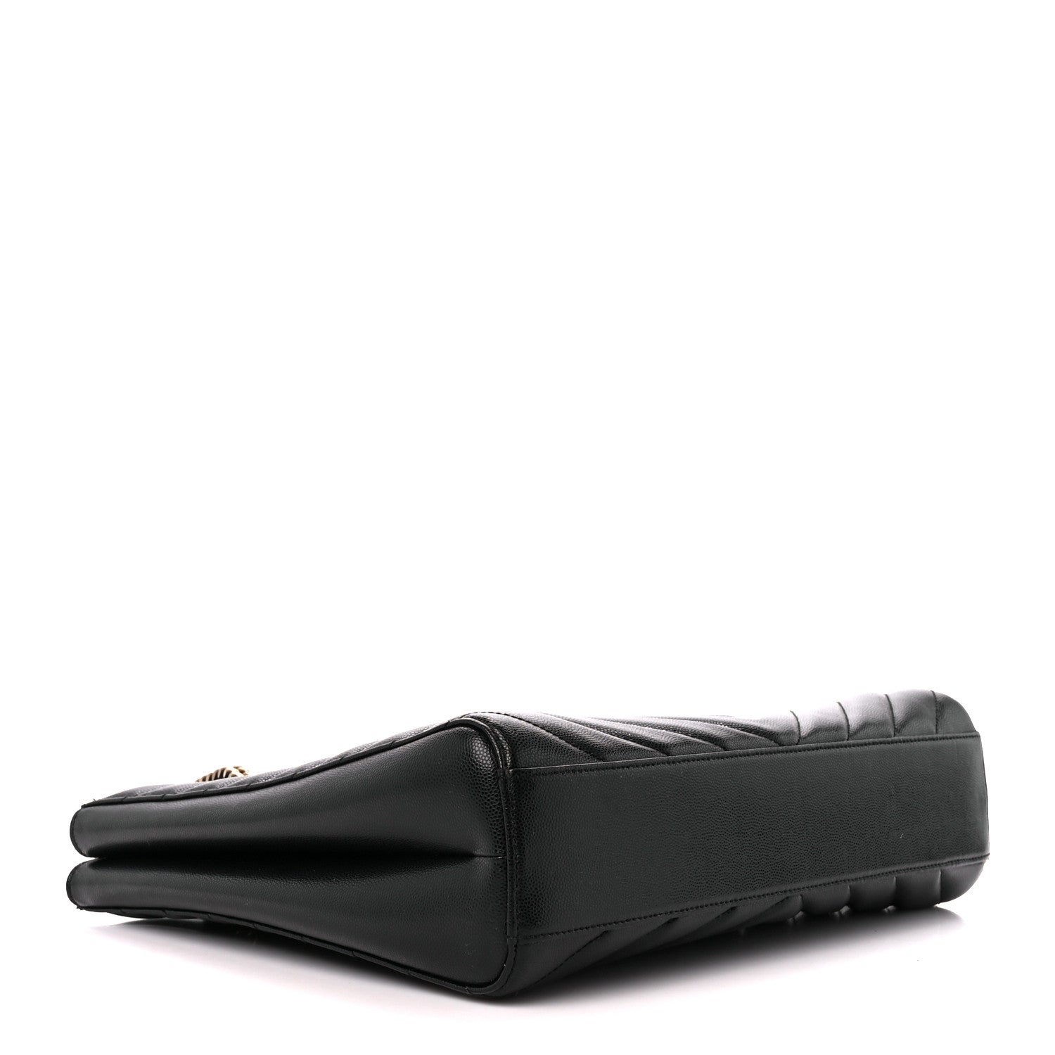 Saint Laurent Grain de Poudre Matelasse Chevron Medium Tribeca Shopping Bag Black 4 of 10