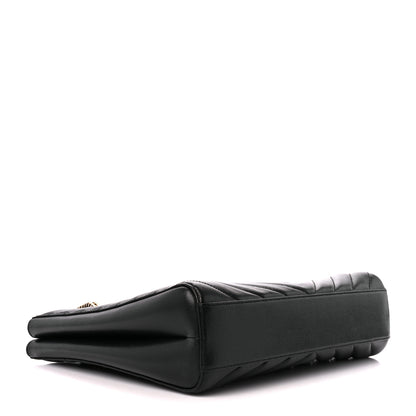 Saint Laurent Grain de Poudre Matelasse Chevron Medium Tribeca Shopping Bag Black 4 of 10