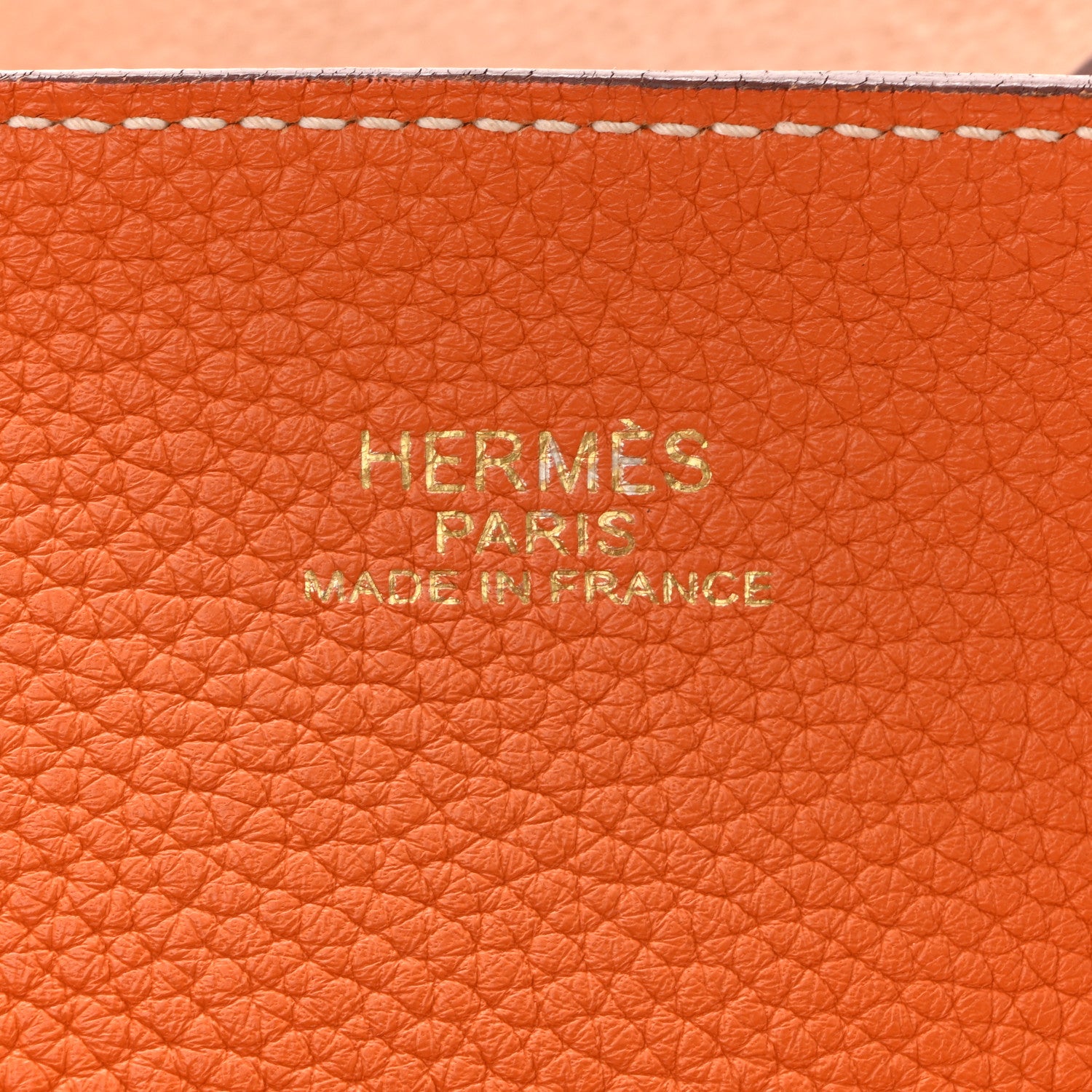 Hermes Taurillon Clemence Double Sens 45 Reversible Tote Orange Gold 10 of 22