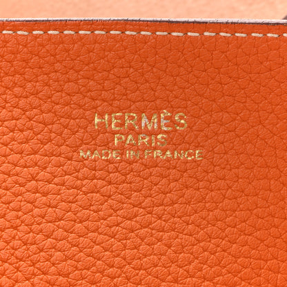 Hermes Taurillon Clemence Double Sens 45 Reversible Tote Orange Gold 10 of 22