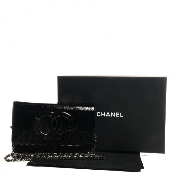 Patent Caviar Timeless CC Wallet on Chain WOC Black