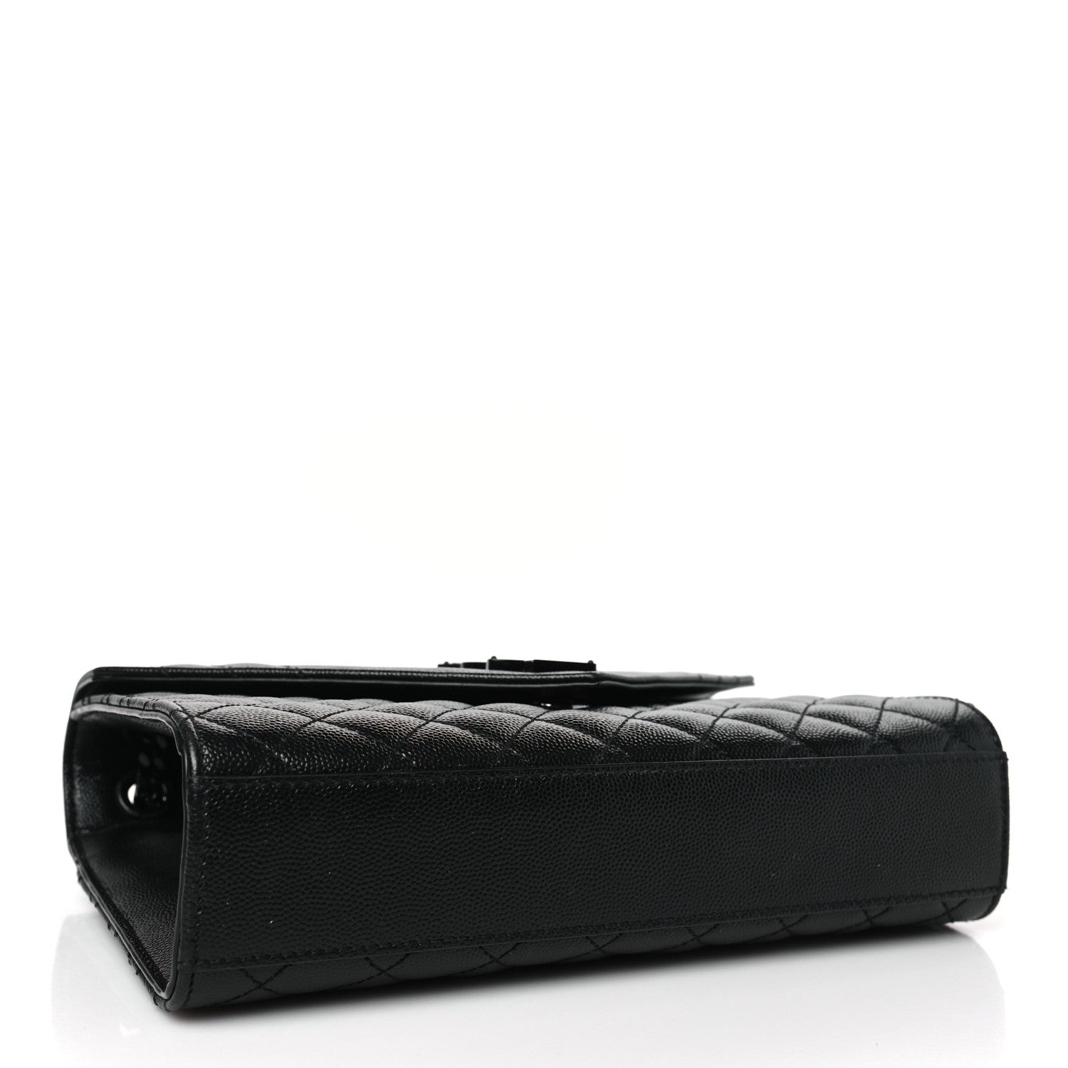 Saint Laurent Grain De Poudre Textured Mixed Matelasse Triquilt Medium Monogram Monochrome Satchel Black 4 of 8