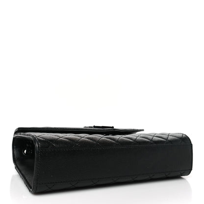 Saint Laurent Grain De Poudre Textured Mixed Matelasse Triquilt Medium Monogram Monochrome Satchel Black 4 of 8