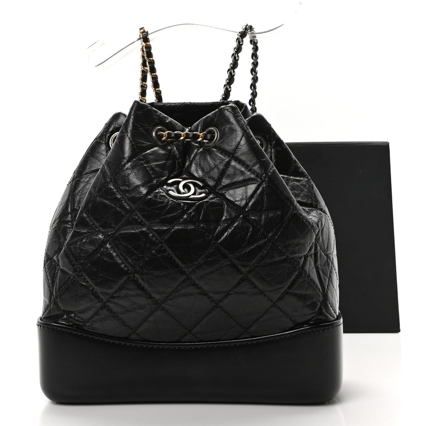 Aged Calfskin Quilted Small Gabrielle Backpack Black