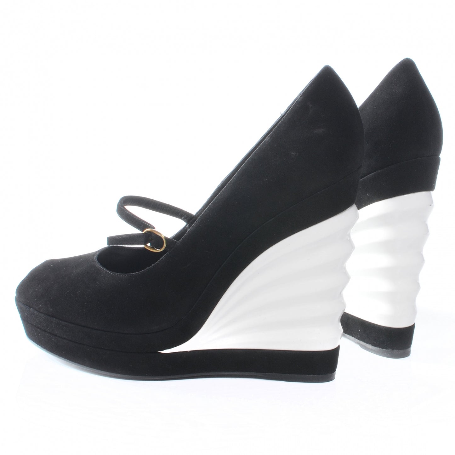 Suede Robyn 105 Wedges 39.5 Black White