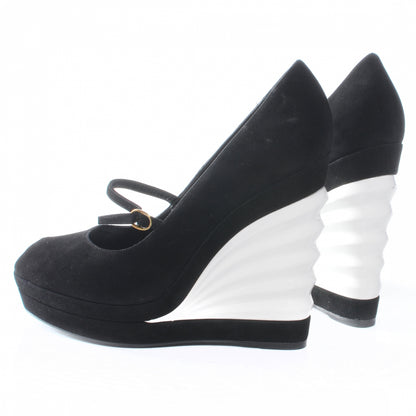 Saint Laurent Suede Robyn 105 Wedges 39.5 Black White 4 of 7
