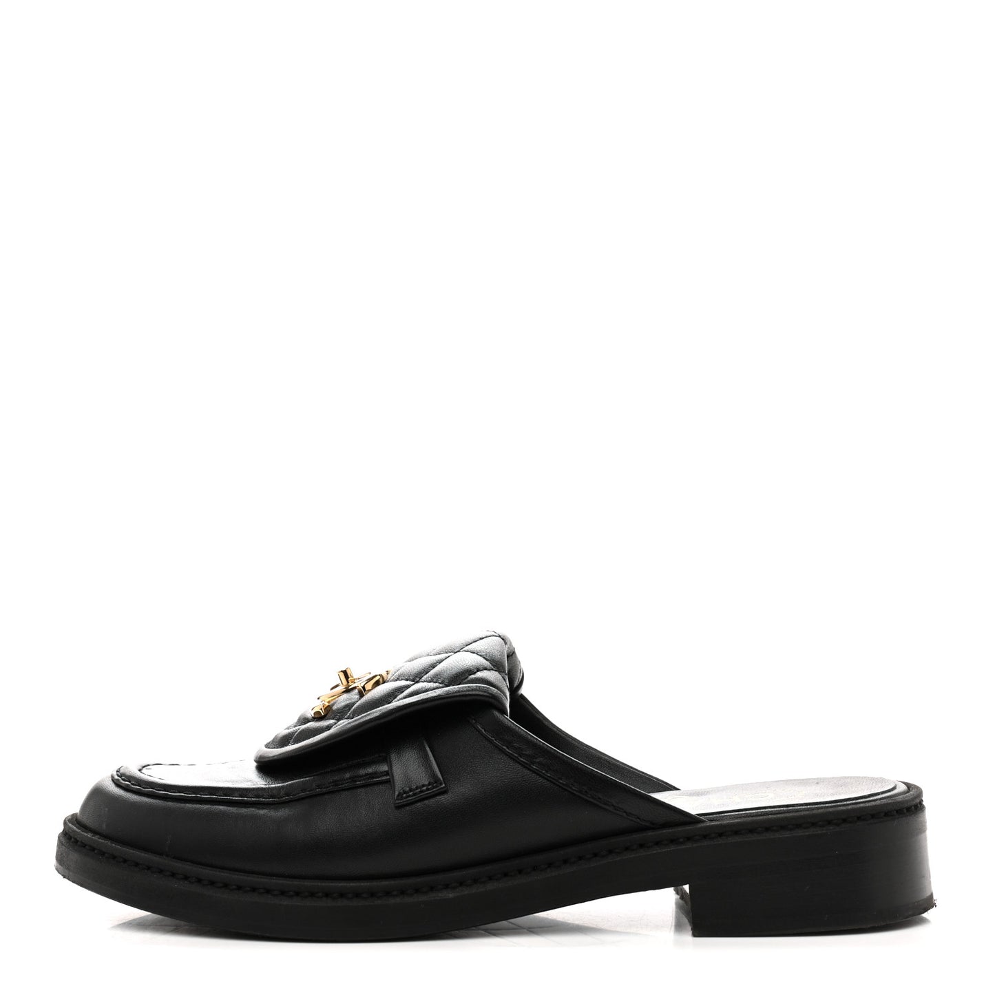 Lambskin Quilted CC Turnlock Mules 37 Black