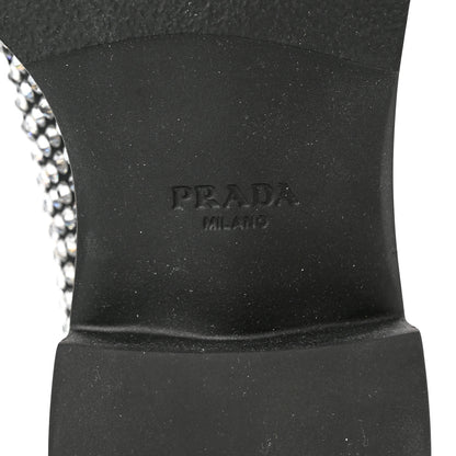 Prada Satin Crystal Metal Triangle Logo 50mm Loafers 38 Cristal 6 of 10