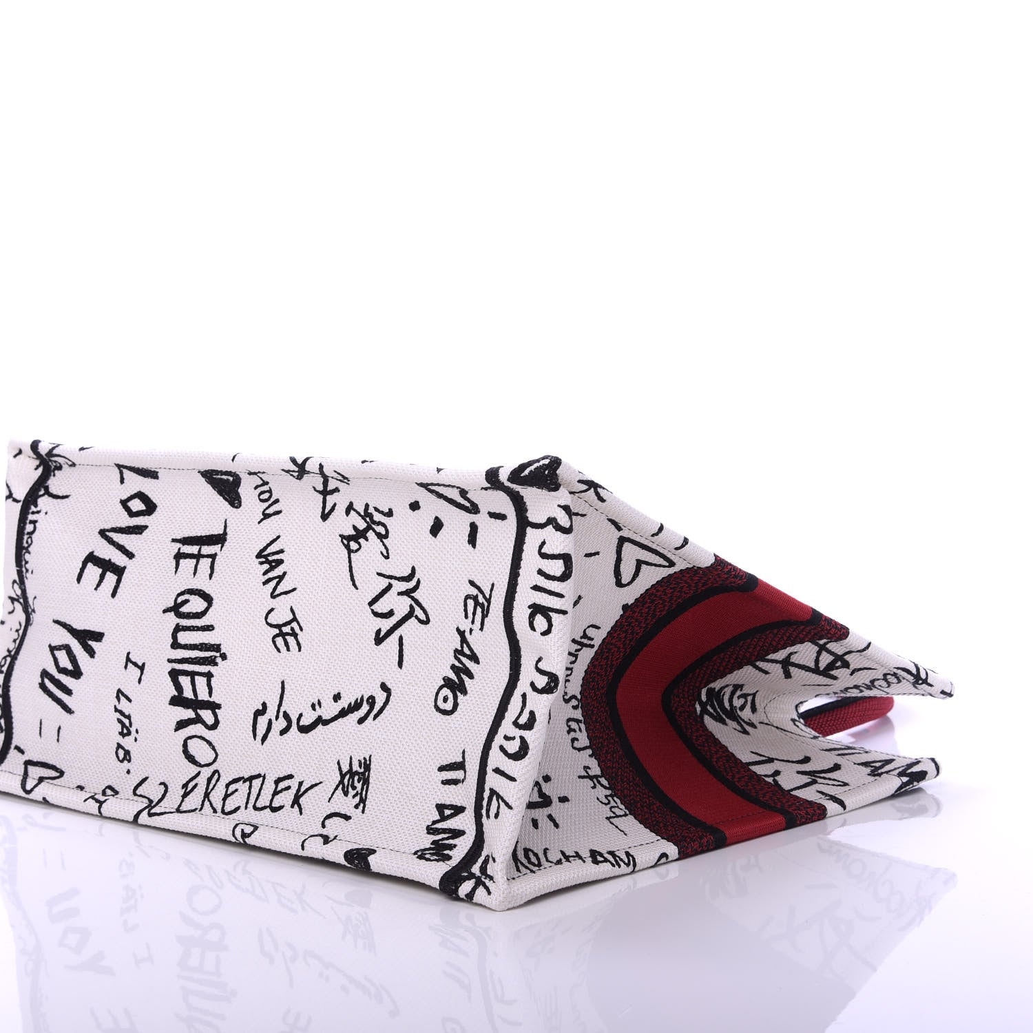 Christian Dior Canvas Embroidered Medium Dioramour Graffiti Book Tote Latte Multicolor 7 of 10