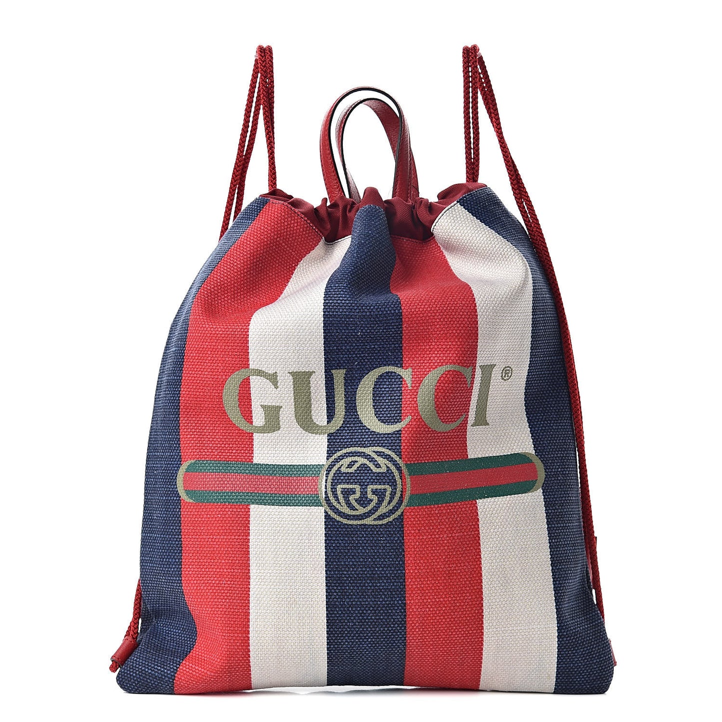 Canvas Logo Sylvie Stripe Drawstring Backpack Red