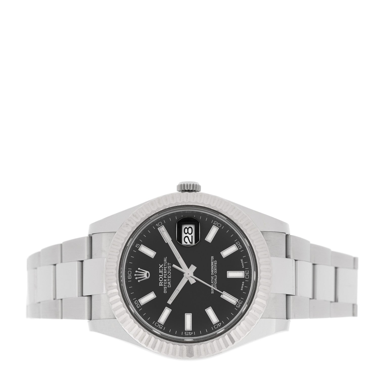 Rolex Stainless Steel 18K White Gold 41mm Oyster Perpetual Datejust Watch Black 126334 2 of 5