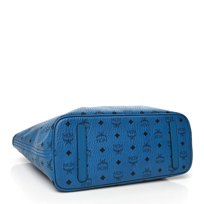 MCM Visetos Large Anya Top Zip Shopper Tote Munich Blue 4 of 9