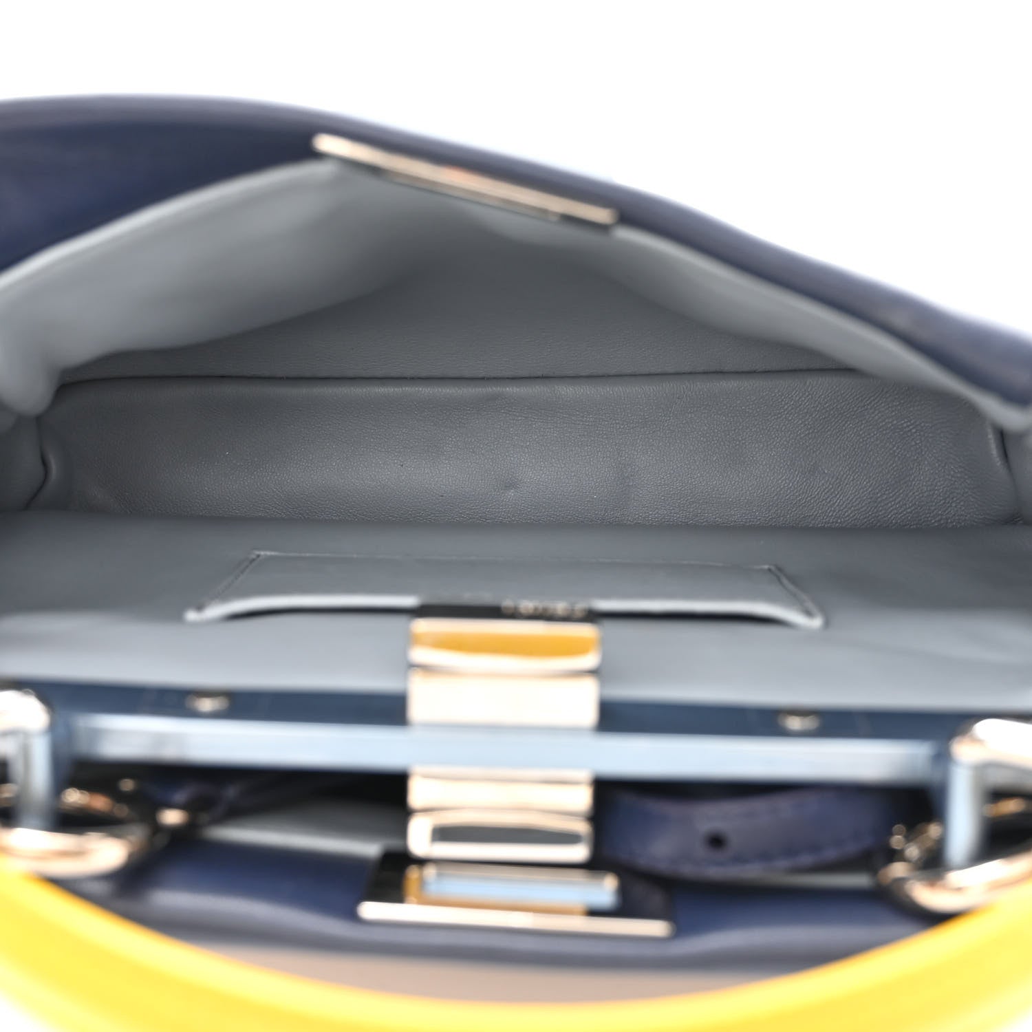 Fendi Nappa Mini Peekaboo Iconic Satchel Beige Blueberry Limone 5 of 14